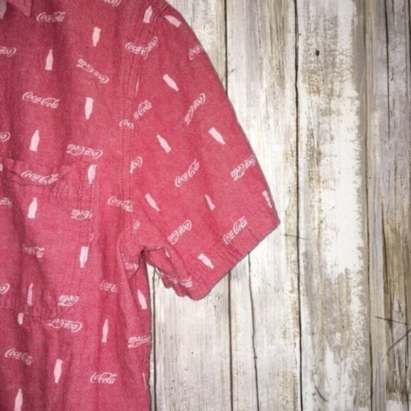 Coca Cola Red Logo Printed Button Down - Picture 2 of 4